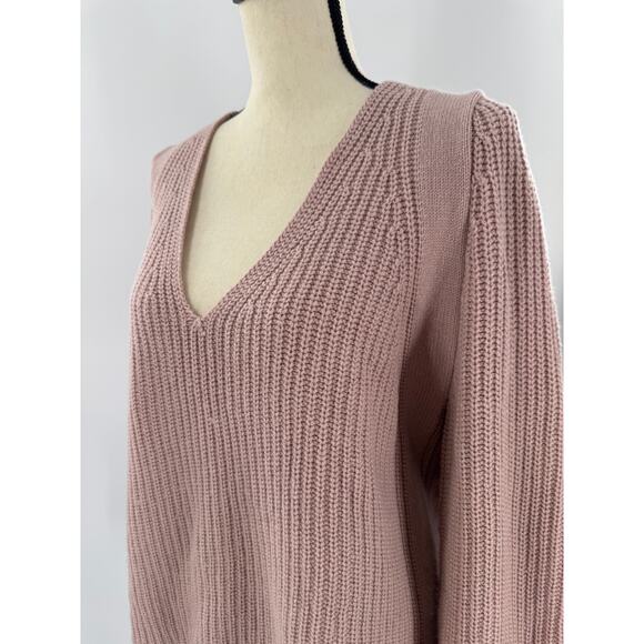 Helmut Lang Wool Cashmere Pink Mauve V Neck Sweater Shaker Knit Pullover Medium - Picture 4 of 8